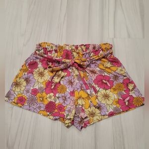 Floral Print Shorts with Bow Tie